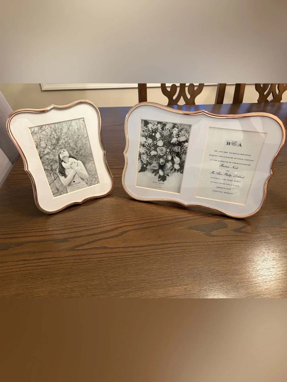 kate spade Silverplate Crown Point Double Invitation Frame and 5x7 Frames